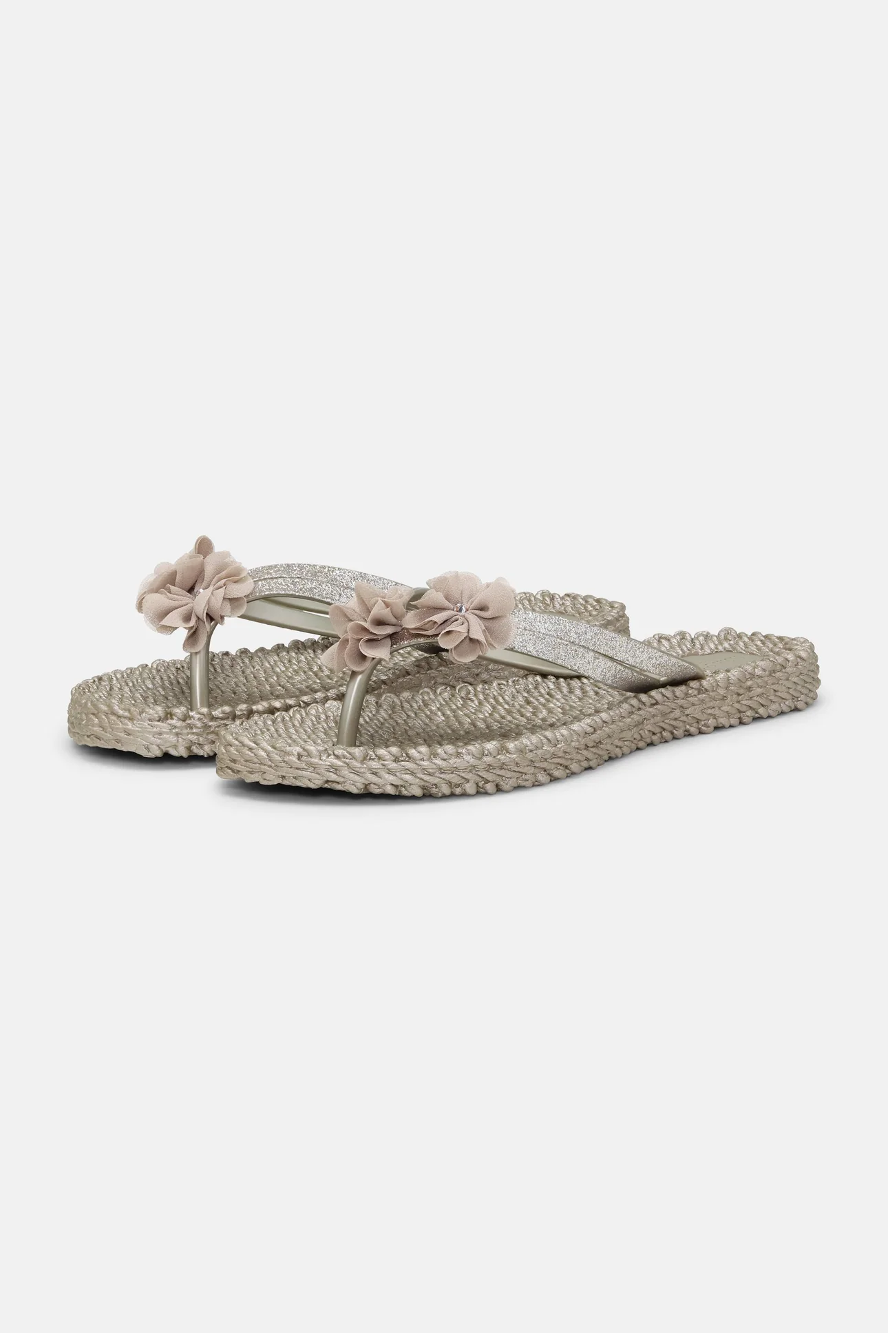 Flip Flops mit Blumen (platin)