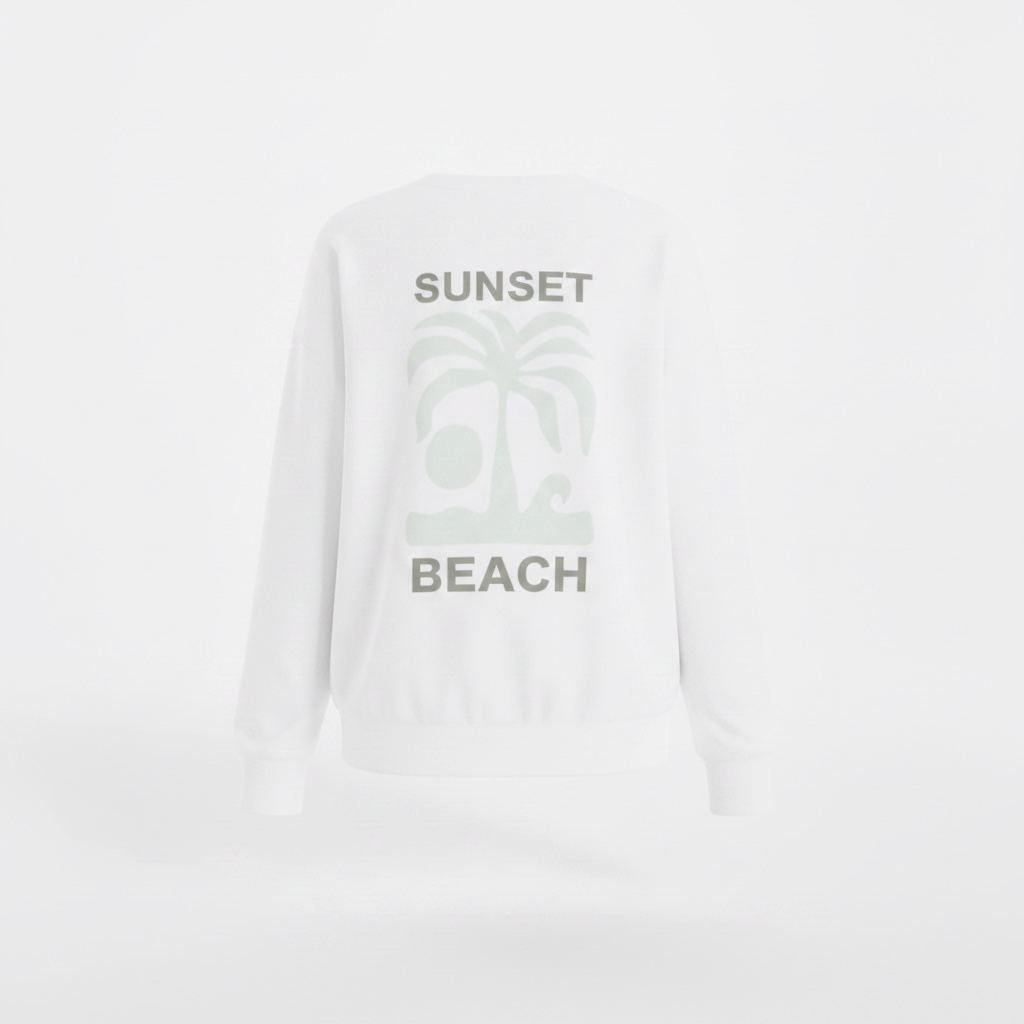 Fleece Sweater Sunset Beach (weiß)