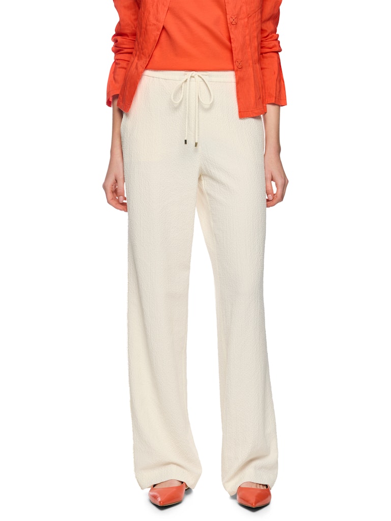 Hose, Beige, Gürtelzug, Weit, Knöchelweite