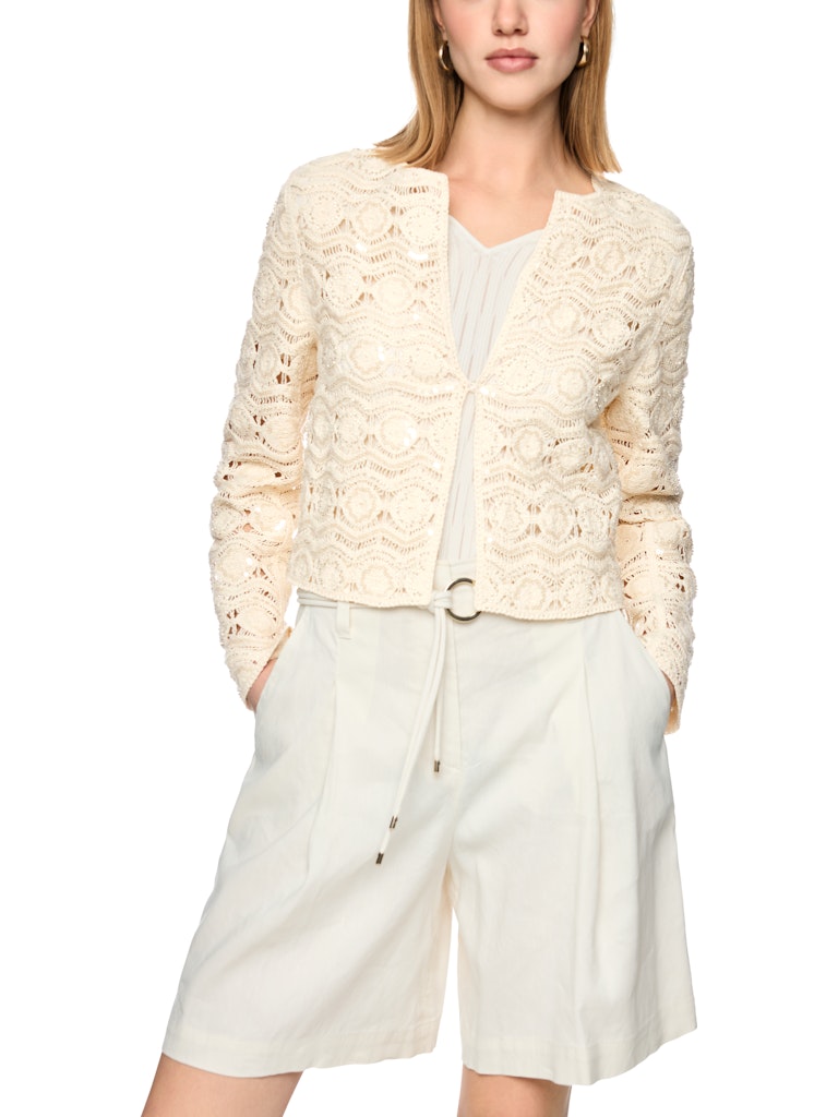 lace cardigan, creme Farbe, Häkelmuster, lange Ärmel, kurze Jacke