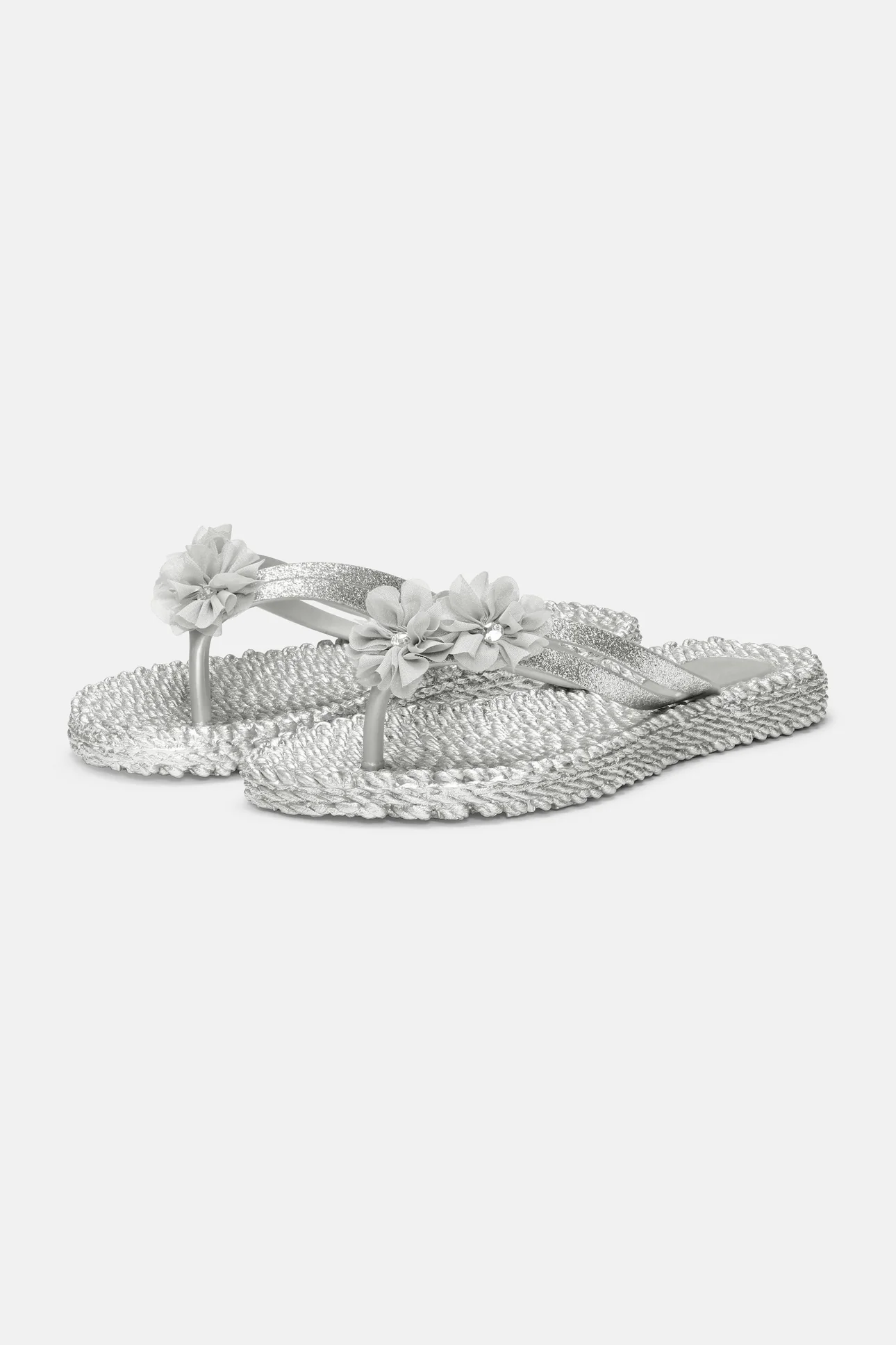 Flip Flops mit Blumen (silver)