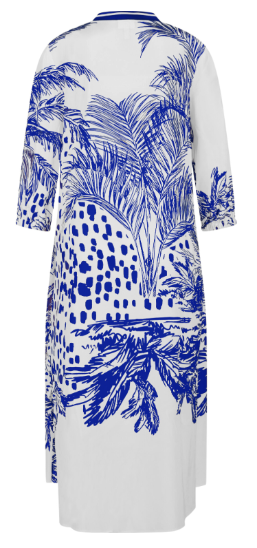 Hülse, Langer Ärmel, Strandmode, Florales Design, Kleid