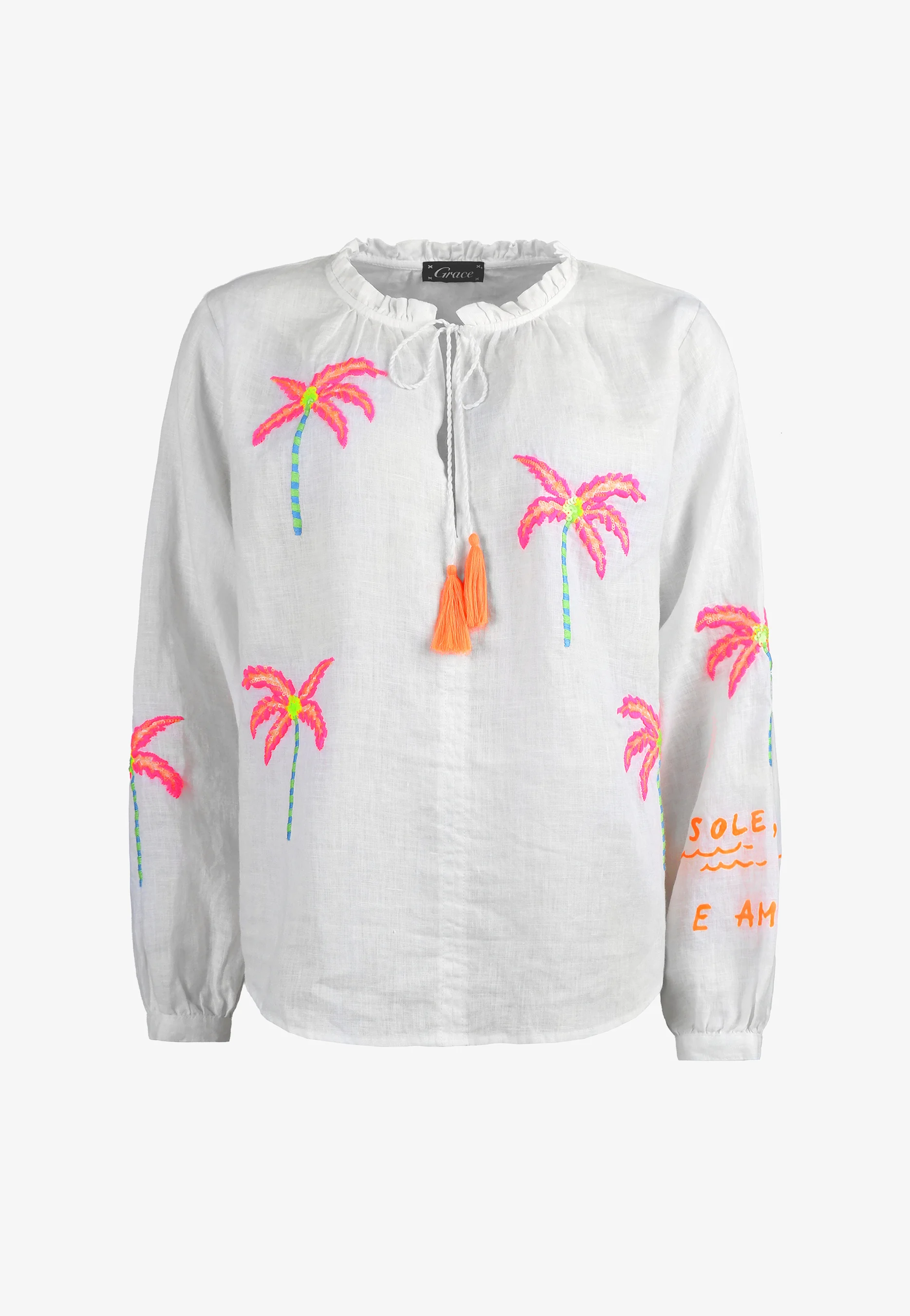 Leinenbluse Palmtrees (offwhite)