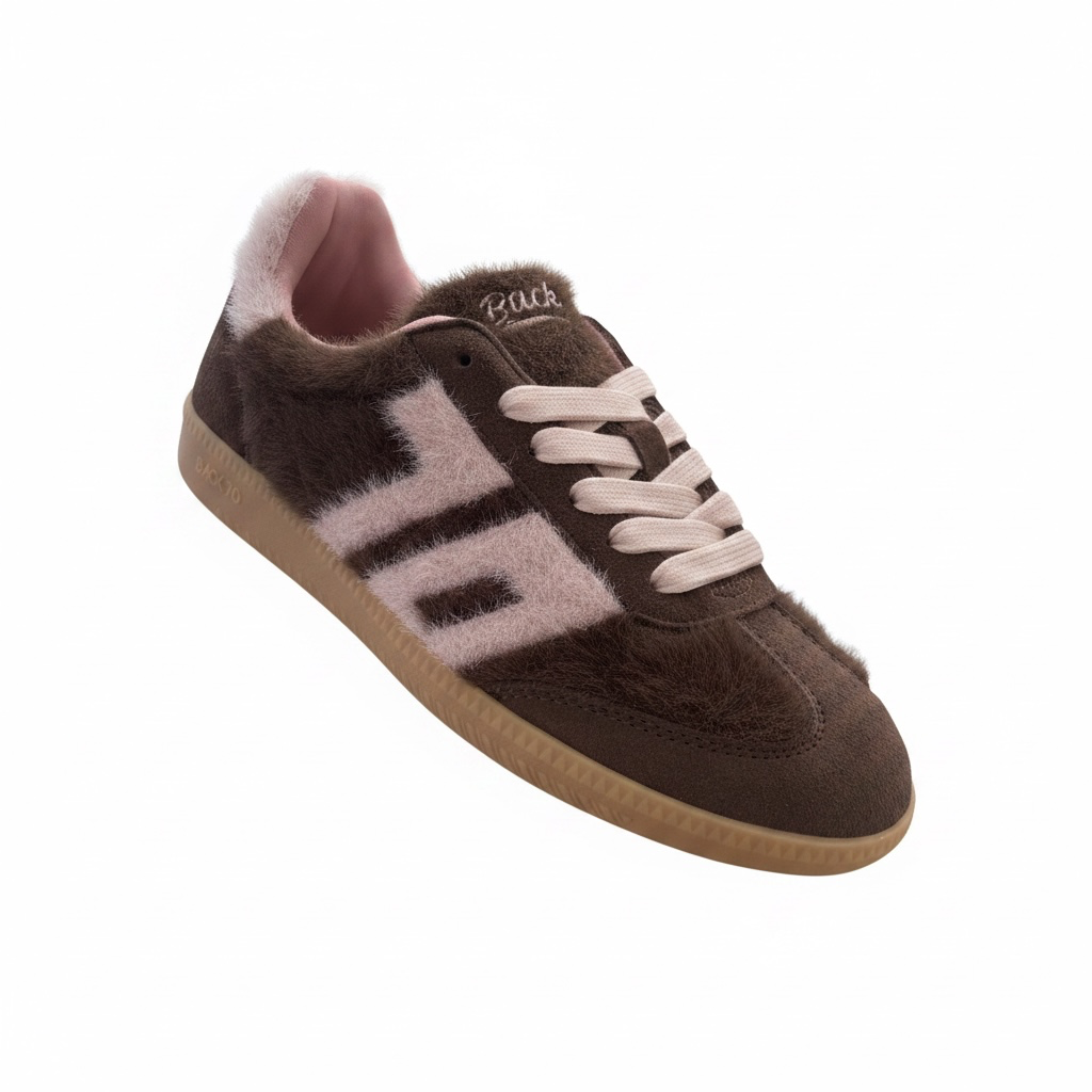 Sneaker Mohair coffee/pink