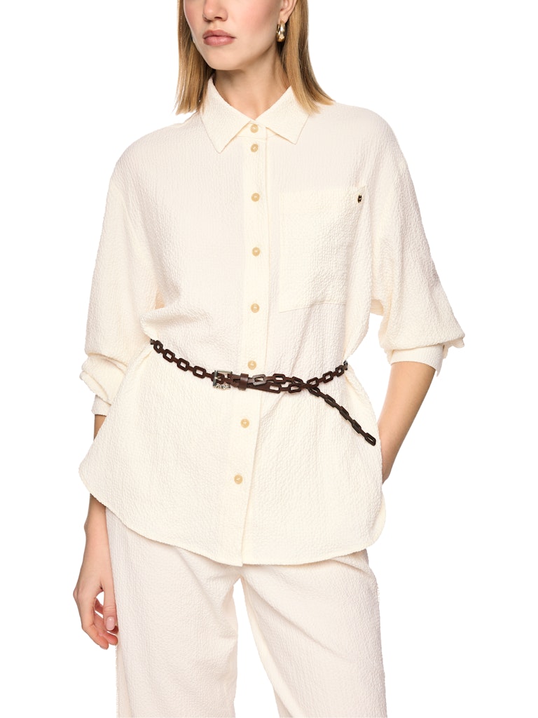 bluse, langarm, knopfleiste, kette, textur