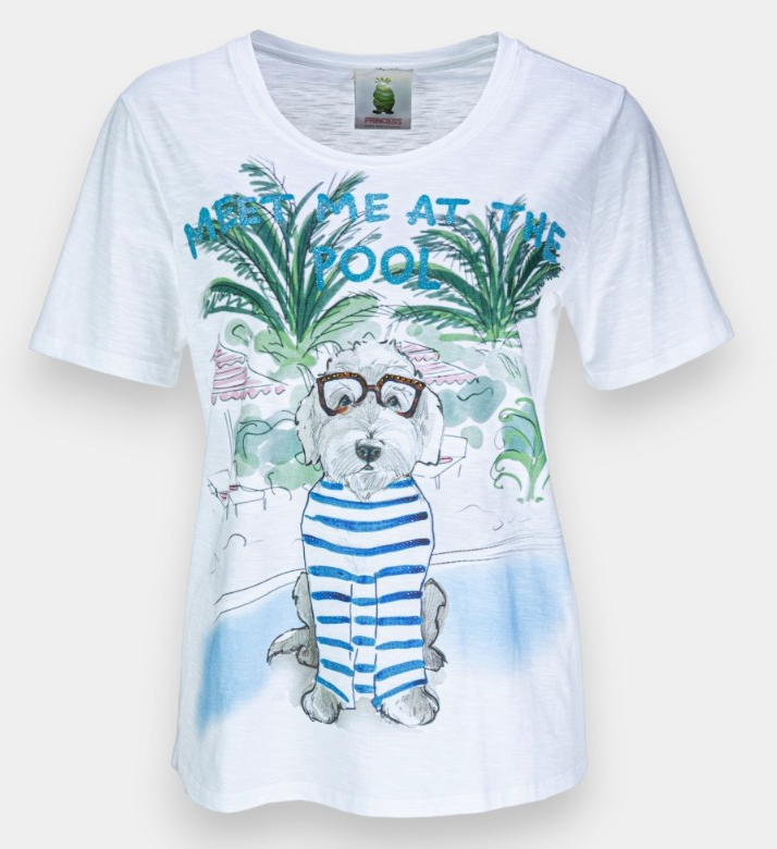 T-Shirt, Hemd, Dog Print, Strandmotive, Rundhals