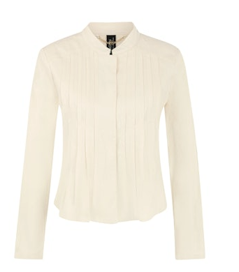 bluse, creme, knopfleiste, langärmelig, antike plissée