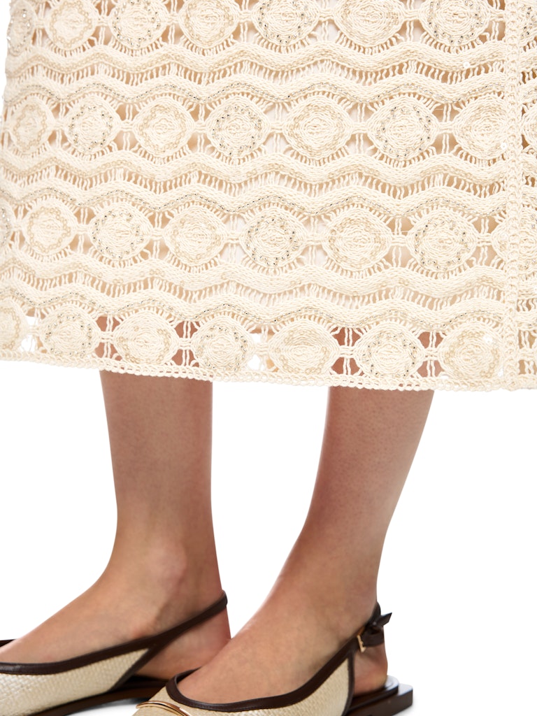 Spitze, Häkelmuster, Rock, Saum, Sandalen