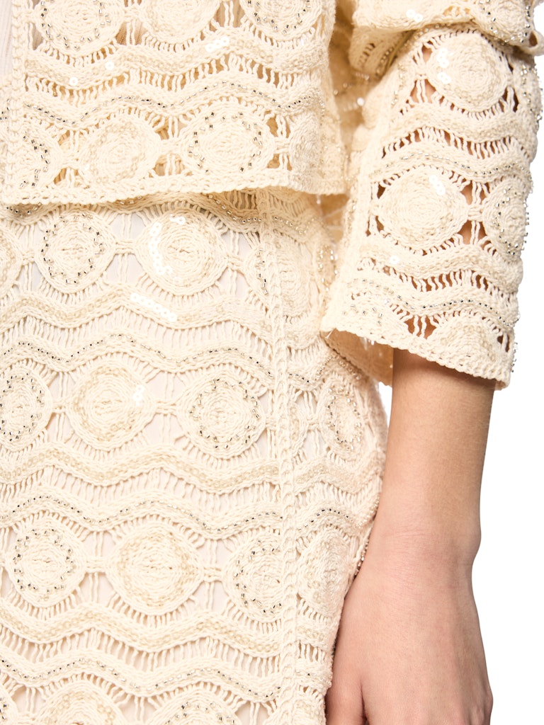 Spitze, Beige, Kleid, Häkelarbeit, Glitzer