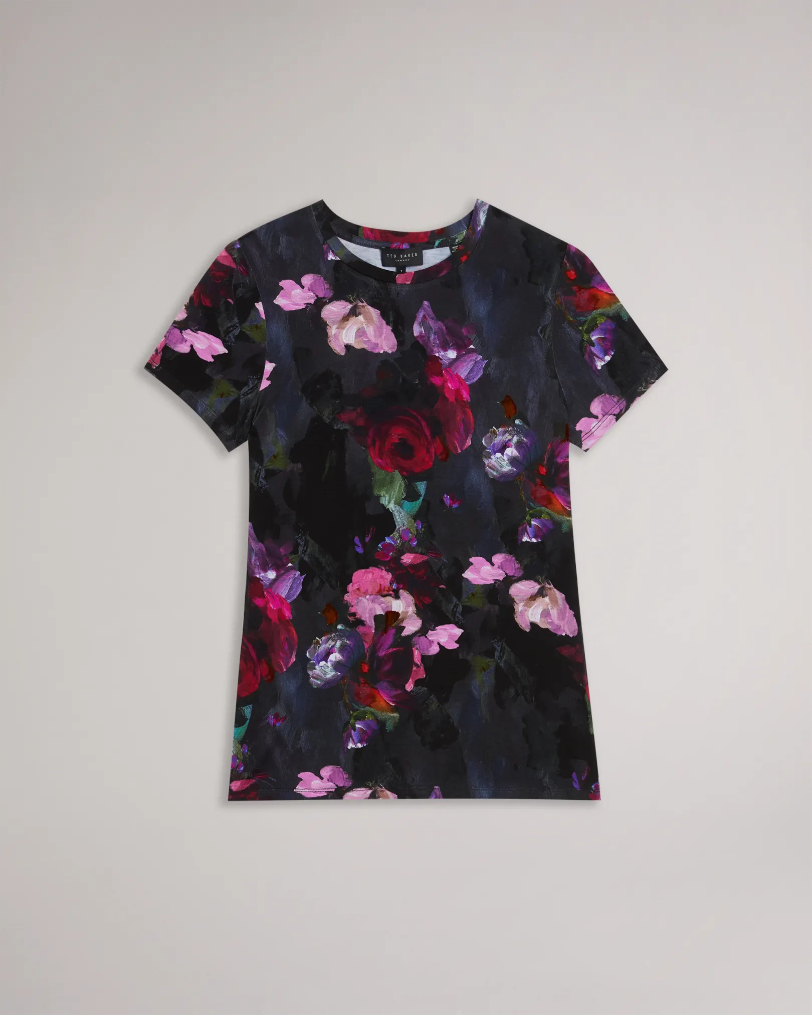 Fitted T-Shirt mit gemaltem Blumenmuster