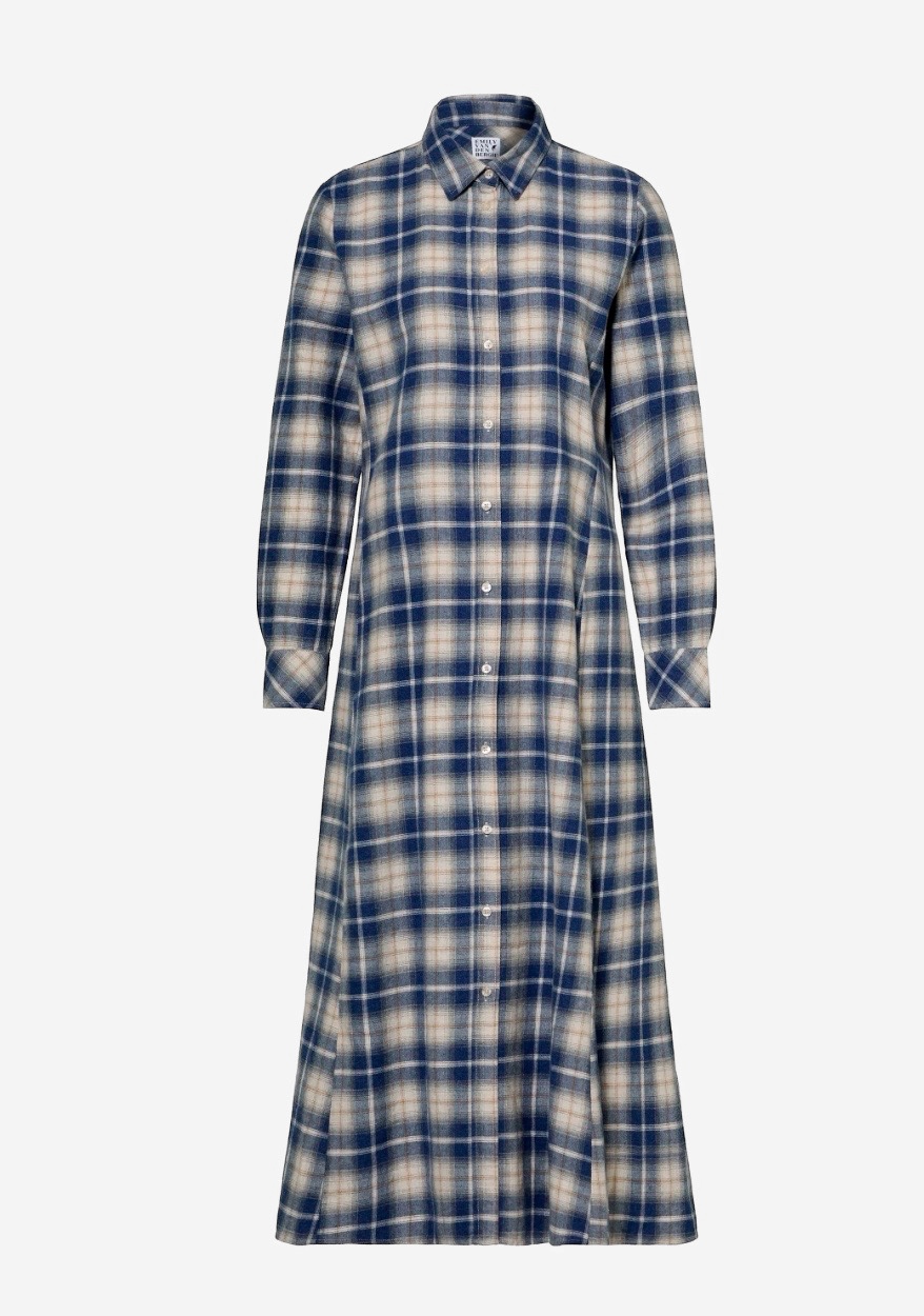 Kleid denim grey check
